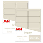 JAM Paper Étiquettes postales, 4 x 2 po, ivoire, 10 par page, 240 par paquet-Ivoire