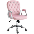 Vinsetto - Chaise d’ordinateur pivotante à 360-degrés avec siège rembourré et hauteur réglable - rose-Tissu à effet velours, esthétique et doux pour la peau