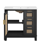 Modway - Dixie 36" Solide Armoire à coiffeuse de salle de bain - Noir Blanc-8