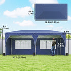 Outsunny - Tente auvent pliante 10 pi l x 20 pi L, Auvent instantané avec bandes réfléchissantes - Bleu foncé-Bandes réfléchissantes sur le toit pour la sécurité nocturne