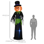 Outsunny - Citrouille gonflable 8pi Halloween avec chapeau - affichage LED-éteindre pour dégonfler facilement 