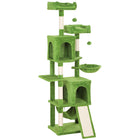 PawHut - Arbre à chat 70 po, tour à plusieurs niveaux avec 2 condos - vert-Cette tour de 69,7 po (177 cm) comprend des condos, des perchoirs et un hamac pour un plaisir sans fin 