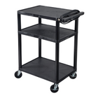 Luxor - Chariot utilitaire multimédia à trois plateaux plats de 34" H avec bloc d'alimentation Luxor ENDURA AV - 24" L x 18" P - noir-Le chariot comprend quatre roulettes pivotantes de 4 pouces avec moyeux en polypropylène et bandes de roulement en caoutchouc thermoplastique, dont deux avec frein de blocage pour la stabilité