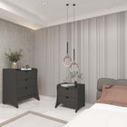 Manhattan Comfort - commode et table de chevet Coney style milieu du siècle moderne - gris - ensemble de 2-Tiroirs spacieux avec mécanisme de glissement simple de 0,75