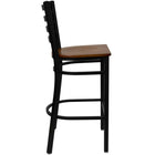 Flash Furniture – Tabouret de bar pour restaurant HERCULES en métal, dossier à traverses horizontales noires, assise en cerisier-Siège en contreplaqué épais de 0,625 pouce