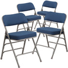 Chaise pliante Premium de la série HERCULES en métal et tissu marine à triple entretoise courbé et double charnière-Capacité de poids de 300 lb