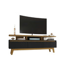 Manhattan Comfort - Meuble TV Yonkers 70,86 po style Mid-Century Modern - Noir et Cannelle-Assemblage à domicile requis Tout le matériel inclus
