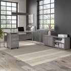 Bush Business Furniture - Armoire de rangement basse hybride avec portes, gris platine (HYS160PG-Z)-Chaque étagère supporte jusqu'à 50 livres