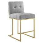 Modway - Privy Tissu rembourré Tabouret de comptoir - Or gris clair - Ensemble de 2-Touffe élégante de biscuits