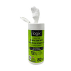 Logix - Lingettes désinfectantes - 80 lingettes-Convient à une large gamme de surfaces, notamment les comptoirs, les appareils électroniques, les poignées de porte, etc., garantissant une large application dans différents environnements