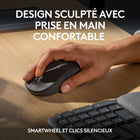 Logitech - MK670 Combo, clavier Wave Keys ergonomique sans fil avec souris sans fil - Graphite - Français-Faites défiler plus efficacement: faites défiler les documents par paliers ou survolez les longues pages Web sans effort grâce à SmartWheel