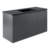 Modway - Bryn Fixation murale de 48" Vanette de salle de bain - Gris Noir-Vanité de salle de bain moderne
