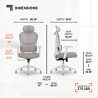 Sharper Image - Chaise de direction ergonomique à mailles pivotante avec massage S-800 – Gris pâle-Conception durable avec base en nylon et roulettes pivotantes à 360° pour plus de soutien lors des déplacements