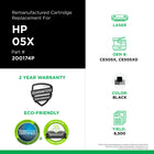 CIG - Cartouche de toner CE505X HP 05X remise à neuf - rendement élevé - noir-Rendement en pages: 6,500