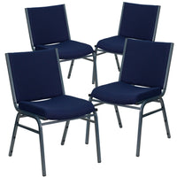 Flash Furniture – Chaise empilable robuste bleu marine à motifs à revêtement Hercules rembourrée de 3 po, 4/pqt-Ensemble de 4 chaises empilables polyvalentes