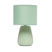 Simple Designs - Mini lampe de table texturée - vert sauge avec abat-jour assorti-Une mini lampe en céramique dans la couleur pastel de votre choix, avec une texture tissée sur toute sa base et un abat-jour en tissu tambour assorti