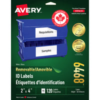 Avery 6468 Étiquettes polyvalentes, amovibles, blanches, laser/jet d'encre, 2" x 4", 120/pqt-Enlevez, réutilisez ou déplacez facilement!