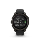 Garmin - fēnix 8 – 47 mm, saphir solaire, titane DLC gris carbone avec bracelet en silicone noir/gris galet-Naviguez en extérieur avec une précision de positionnement supérieure, grâce au GPS multibande doté de la technologie SatIQ™ et aux capteurs intégrés pour boussole à 3 axes, gyroscope et altimètre barométrique