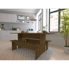 Manhattan Comfort - Ensemble de salle à manger moderne Nomad 172,5 cm - Nature - Lot de 3-Comprend 1 table et 2 bancs Capacité des bancs Espace pour 2 personnes chacun
