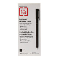 TRU RED - Stylos à bille avec prise caoutchoutée – 1,0 mm – noirs – paquet de 12-Stylo à bille offrant une écriture propre et fluide