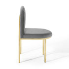 Modway - Isla Chenal Touffé Performance Velvet Fauteuil d’appoint de salle à manger - Gris or-Capsules de pied non marquées