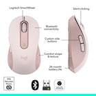 Logitech Signature M650 Souris Sans Fil - Rose-Pile d'une durée de 24 Mois: La souris multi appareils fonctionne pendant 2 ans avec seulement une pile AA qui est fournie à votre achat