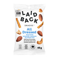 Laid Back Snacks - All Dressed Mélange d'amandes, de noix de cajou et de bretzels assaisonnés - 45g - Paquet de 20-exclusivement des noix grillées à sec