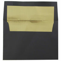 JAM Paper - Enveloppes d'invitation A6 doublées d'aluminium - 4,75 x 6,5 - lin noir avec feuille d'or - Paquet de 25-Doté d'une finition en papier lisse et d'une doublure en aluminium brillant pour ajouter une touche de couleur à tout envoi