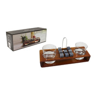 Splash - Ensemble de verres à whisky, 12 pièces-plateau en bois pour verre
