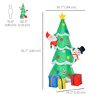 HOMCOM - Arbre de Noël gonflable de 7FT LED Décoration extérieure Père Noël - Vert-L'air peut être drainé pour un rangement facile 