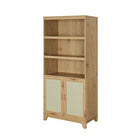 Manhattan Comfort - Ensemble de 2 bibliothèques-armoires Sheridan 80 cm style mid-century modern, coloris naturel-Pieds surélevés encadrés en bois massif pour la mode et la durabilité