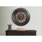 Monarch Specialties - Horloge - 30 po Rond - Surdimensionné Grand - Horloge Murale - Brun - Transitionnel-Repères numériques romains classiques imprimés et aiguilles métalliques noires pour un affichage analogique facile à lire
