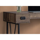 Monarch - Bureau - 48"L / Faux Bois Brun / Metal Noir-1 grand tiroir central  à coulisses de métal et poignée en cuir noir