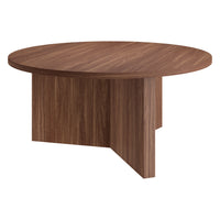 Hudson&Canal - Table basse ronde Anders de 91 cm de largeur, , noyer satiné-Un design scandinave contemporain pour votre salon, votre bureau et plus encore