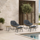 Manhattan Comfort - Ensemble de 6 fauteuils à bascule modernes d'extérieur Benson - Gris-Coussins amovibles avec fermeture éclair pour un nettoyage et un entretien faciles