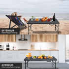 Homy Casa - Table pliante portative de 4 pi avec 4 hauteurs réglables pour utilisation intérieure et extérieure, camping - Noir-La poignée fixe facilite le transport et le rangement