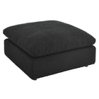 Modway - Commix Boucle rempli de duvet et trop rempli Tissu Ottoman - Noir-Construction en bois massif