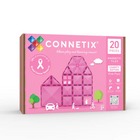 Connetix - Ensemble Caritatif Rose, Contenant 20 Pièces-Ensemble de 20 pièces - Comprend des carrés, des rectangles de toutes tailles, trois types de triangles, un hexagone, une porte et une fenêtre