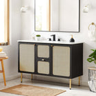 Modway - Chaucer 48" Armoire de toilette de salle de bain (lavabo non inclus) - Noir-Boutons d’armoire en métal