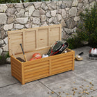 Outsunny - Coffre de terrasse 176L avec 2 charnières de sécurité - Marron clair-Construit en bois de sapin massif