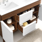 Modway - Render 48" Meuble de salle de bain à double lavabo - Blanc Noyer Blanc-MDF et panneau de particules