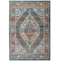 Modway - Tribute Médaillon fleural vintage vieilli Camellia Tapis de comédie 8 pi l x 10 pi L - Multicolore-Tapis d’espace à médaillons vintage floraux vintage vieillis