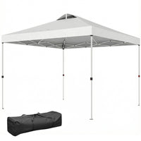 Outsunny - Auvent pliant imperméable 9.8 pi l x 9.8 pi L - Blanc-La tente à auvent est équipée d’un système à clic pour une installation facile et instantanée