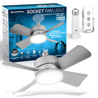 Bell+Howell - Lampe de ventilateur à douille de 15,7 po avec télécommande - Nickel-Super lumineux : jusqu'à 1 000 lumens de lumière LED