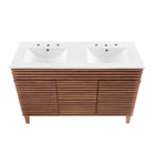 Modway - Render 48" Meuble de salle de bain à double lavabo - Blanc noyer-MDF et panneau de particules