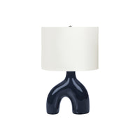 Monarch Specialties - Luminaire - 25 po H Lampe De Table - Céramique Bleue - Abat-Jour Ivoire / Crème - Contemporain - Moderne-Lampe de table contemporaine et élégante de 25 pouces, dotée d'une base unique à deux pieds en céramique bleu, surmontée d'un abat-jour en tissu ivoire classique et d'un embout rond en métal argenté