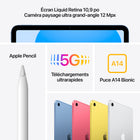 Apple - iPad 10eme generation, 10,9 po ecran Liquid Retina, Wi-Fi 6 + Cellular, puce A14 Bionic, 64 Go, iPadOS 16, Bleu-Wi-Fi 6 et connectivite 5G (sub-6 GHz)