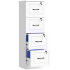 HOMCOM - Armoire de classement verticale à 4 tiroirs avec serrure - blanc-Le design compact maximise le rangement tout en économisant de l’espace précieux 