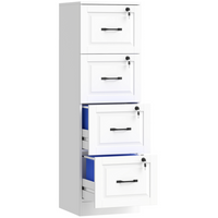 HOMCOM - Armoire de classement verticale à 4 tiroirs avec serrure - blanc-Le design compact maximise le rangement tout en économisant de l’espace précieux 