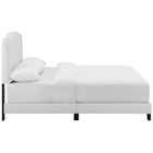Modway - Amelia Tissu rembourré Lit plein, Blanc-Cadre en bois/lattes LVL/Tête de lit en MDF